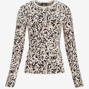Express Abstract Print Fitted Crew Neck Sweater, Size Medium
